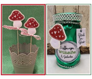 Stickdatei ITH - Glücksbringer Pilz Anhänger & Stecker